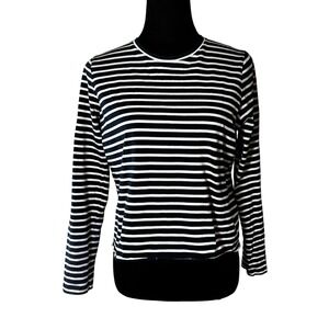 Ann Mashburn Striped Long Sleeve Tee Top‎ Womens Small Casual Basic